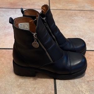 Double H Black Leather Women’s Size 10 Zip Up Combat Moto Boots